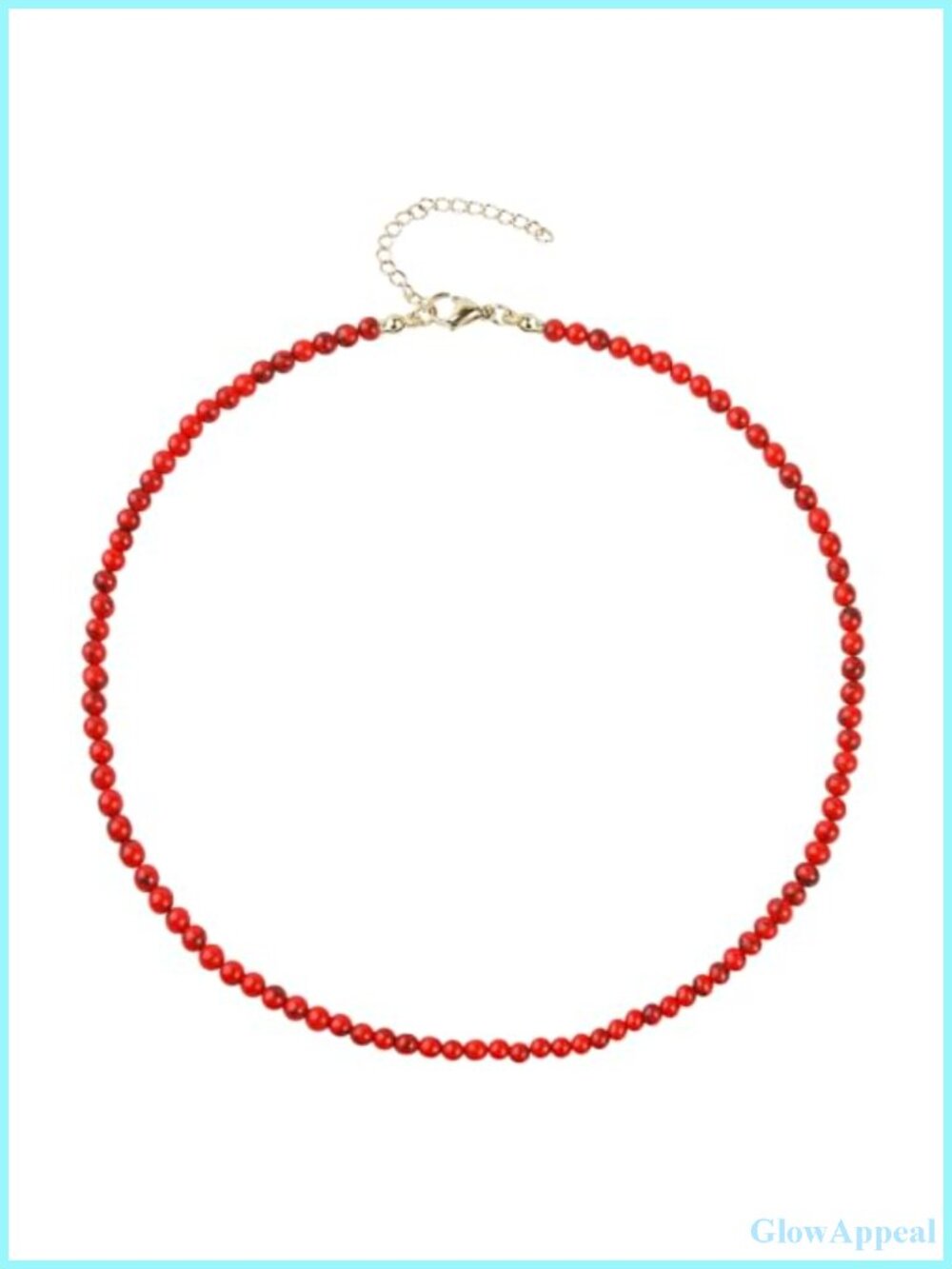 Handmade Turquoise Beaded Choker Necklace 14k Gold Plated Lobster Clasp